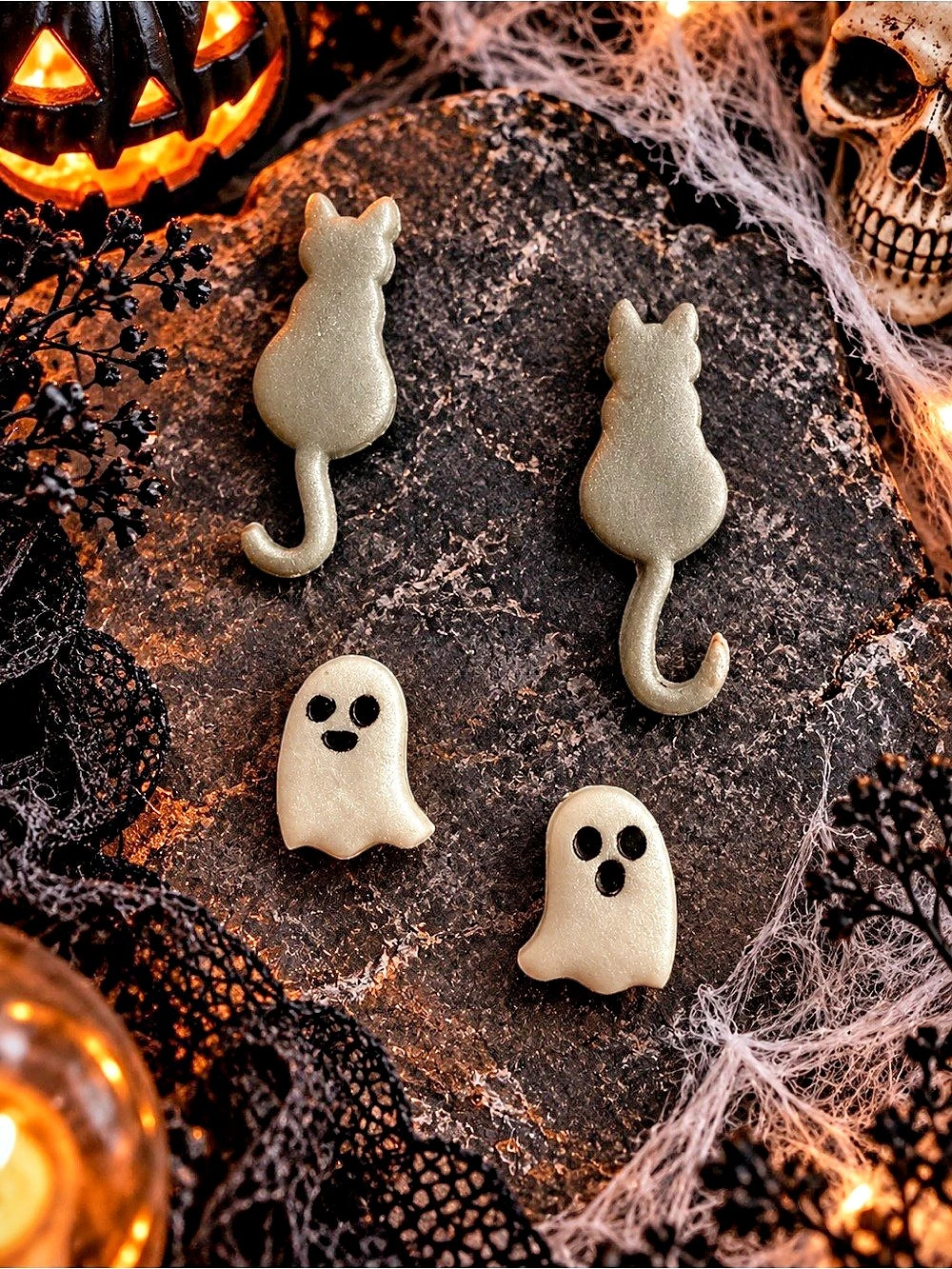 Halloween Cat & Ghost Earrings